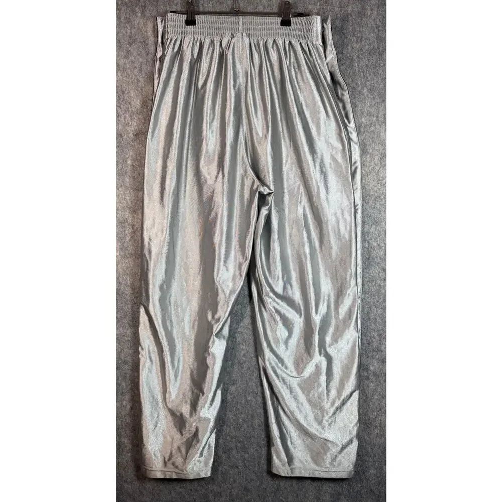 Vintage Adidas Break Away Pants Mens Medium Shiny Silver Blue Baggy Y2K